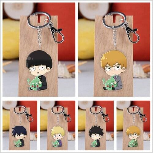 10 pcs Anime Mob Psycho 100 Acrylic Keychain Toy Mobu Saiko Hyaku Figure Bag Pendant Double sided Key Ring toy