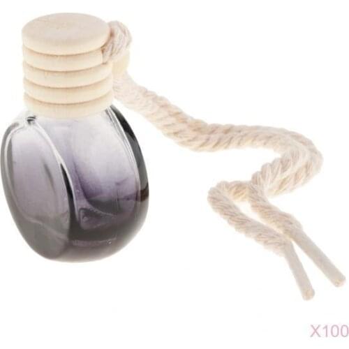 100 Pack Car Perfume Bottles, Round Shaped Car Perfume Container Air Freshener Car Perfume Bottle Decoration - 10ml