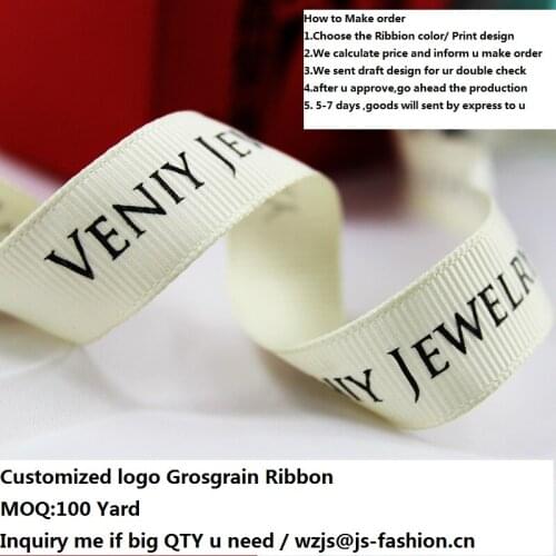 100 Yard Customized logo printed grosgrain ribbon / paw printed grosgrain print ribbon for Gift Packing