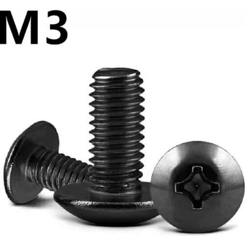 1000PCS M3x4/5/6/8/10/12/14/16/20/30mm Crosss recessed mushroom screws TM Black 304 stainless steel Truss screw phillips screws