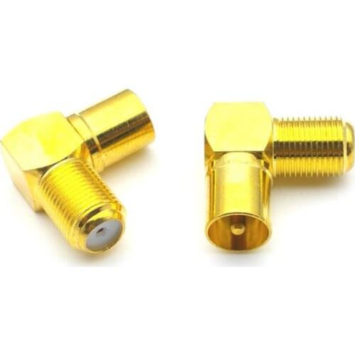 2 x Gold plated brass F Type Female to Male PAL RF Aerial TV Antenna Cable Plug