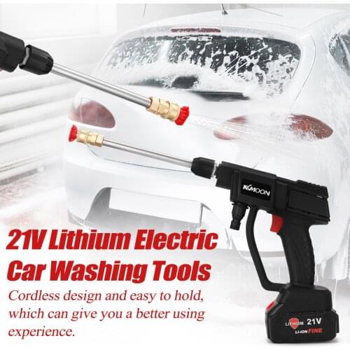 21V Cordless Portable Lithium Electric Car Washing Tools 4L/min Utility Tool with 5 Meters Water Pipe+2 Nozzles+Foam Pot +Filter