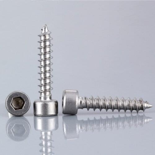 30pcs M2 Stainless steel Inner Hex screws self-tapping screw round Cylinder head hex equipment furniture bolt 4-16mm length