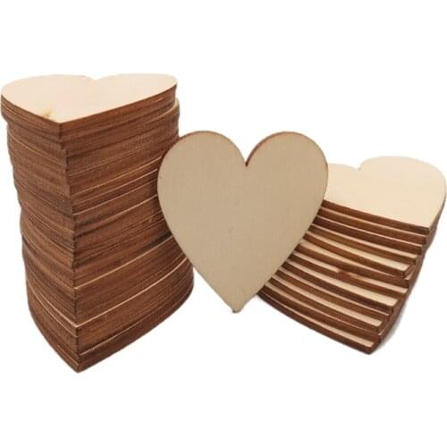 50PCS 80mm Unfinished Wood Cutout Heart-Shaped Wood Pieces for Wooden Craft DIY Projects, Gift Tags, Wedding Decoration