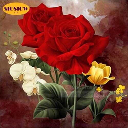 5D DIY Diamand Painting Roses Flower Full Square Drill 3D Embroidery Diamond Rose Mosaic Cross Stitch Home Decor Room Love Gifts