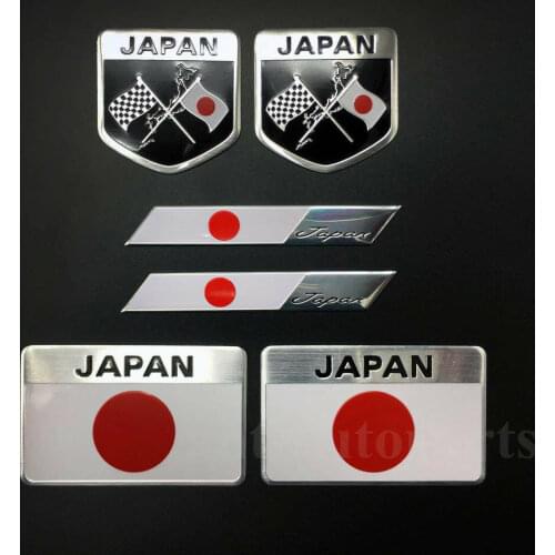 6pcs Aluminum Japan Japanese Flag Car Trunk Fender Badge Emblem JDM Stickers