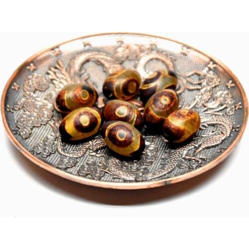 8pcs/lot Agate beads brown DZI 8*12mm 3 eyes DZI men&women jewelry DIY Free Shipping