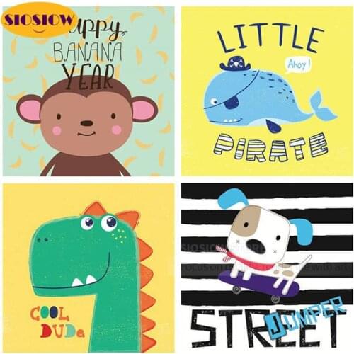 Diy 5d Diamond Painting Cartoon Monkey Dinosaur Children Full Drill 3D Daimond Embroidery Cross Stitch Gifts For Kids Room Decor