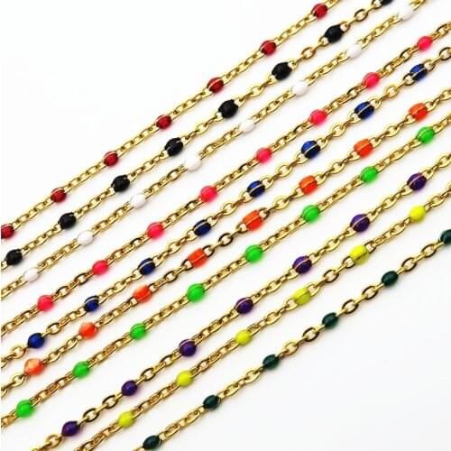 2mm Black Red Green White Bead Chain For Women Stainless Steel Cross O Chain Necklace For Man Fashoin Jewelry Accessories