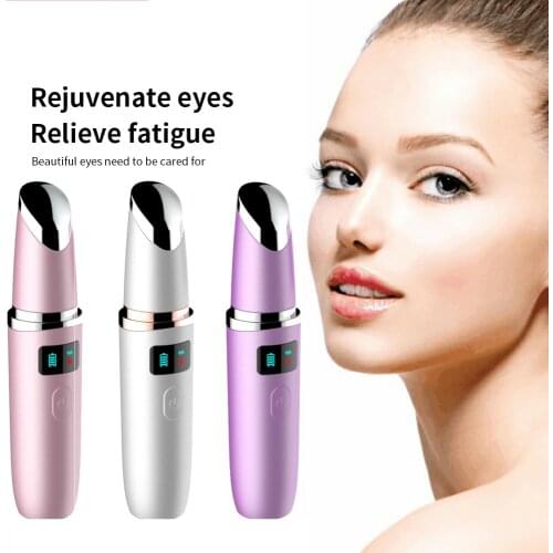 2021New Electric Eye Massager Vibration Anti Wrinkle Heated Care Remove Dark Circle LED Beauty Eyes Face Care Pen Massage Device
