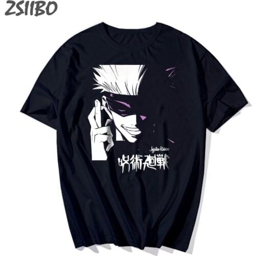 Hip Hop Jujutsu Kaisen Gojo Satoru Mens tshirt Summer Cool Unisex Short Sleeve t shirt Anime Funny Graffiti Printed Casual Tops