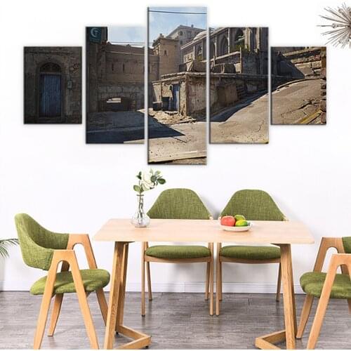 5 Pieces CSGO Game Poster Classic Map Desert Artwork Canvas Paintings HD Wall Picture for Living Room Game Room Decor