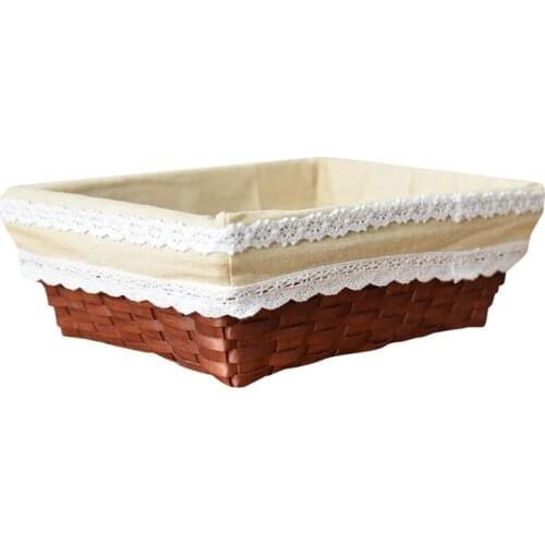 Box Storage Basket Desktop Wood Chip Woven Storage Basket Cosmetics Sundries Snack Storage Box