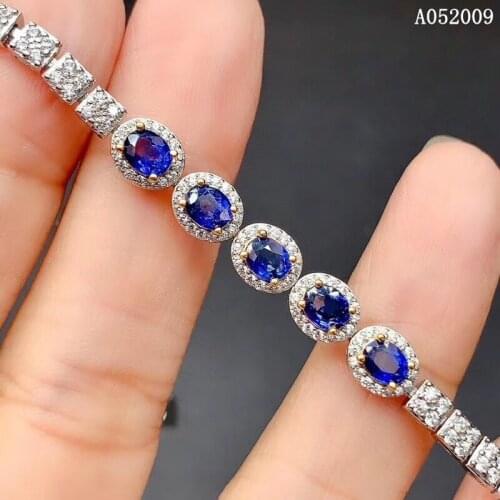 KJJEAXCMY fine jewelry 925 sterling silver inlaid natural sapphire bracelet elegant girl hand bracelet support test