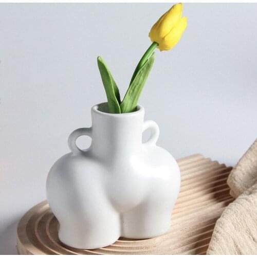 Ceramic Vase Human Body Art Vase Nordic ins Home Decoration Ceramic Vase Sculpture White Flower