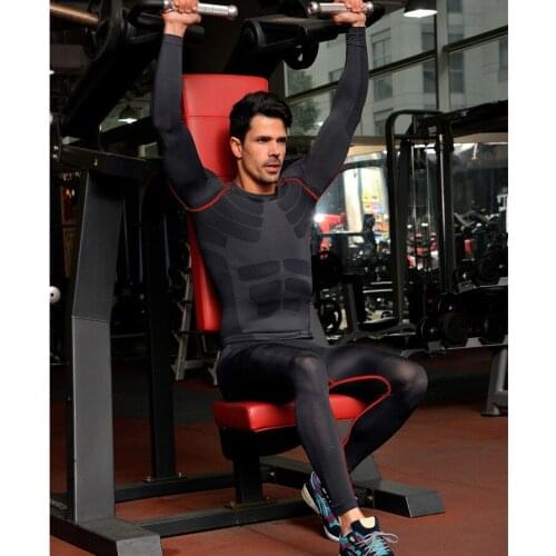 New Fitness Men Gym Clothes Set Workout Clothes Quick Dry Running Pants Sports Leggings + Long Sleeve T shirts Men Sport Suit