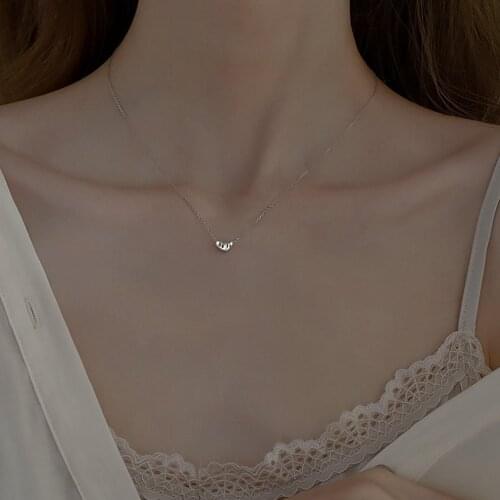 Sterling Silver Small Love Shape Necklace Simple And Cold Style Clavicle Necklace For Gift Selection Sweet cool style