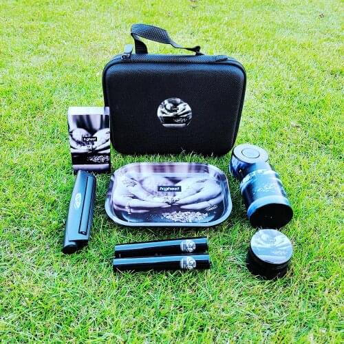 HIGHEST Tobacco Kit Rolling Tray Set Metal Rolling Tray Herb Container Zinc Alloy Smoking Grinder King Size Rolling Machine