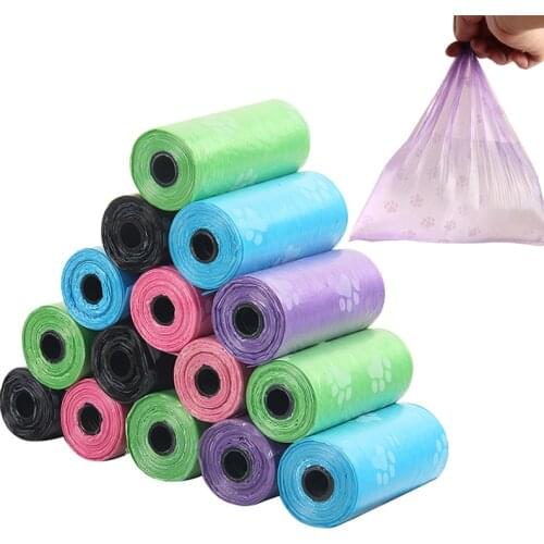 15Roll pet poop picking bag printing poop picking bag garbage distribution collection bag small roll outdoor cleaning supplies