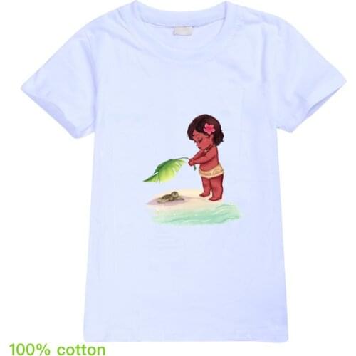 Kawaii Clothes Baby Girls Moana 100% Cotton Cartoon Graphic T Shirts Fille Animal Kids Birthday Tshirt Tee Children Tops
