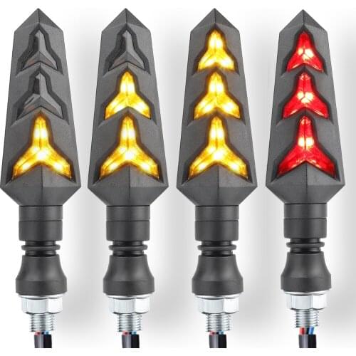 Motorcycle LED Turn Lights 12V Tail Lights Sequential Flowing Water Indicators Lights Yellow RED Motorbike Flashing Lamp