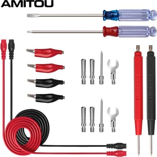 AMITOU Multi-functional Combination Line universal test leads Digital Multimeter Probe Cable Pen 16 in 1 For Tester Multimetro