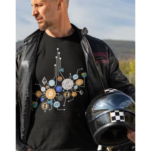 Vintage Cryptocurrency T-Shirts for Men Round Collar Cotton T Shirt Bitcoin Crypto Btc Blockchain Geek Tee Shirt Summer Clothes