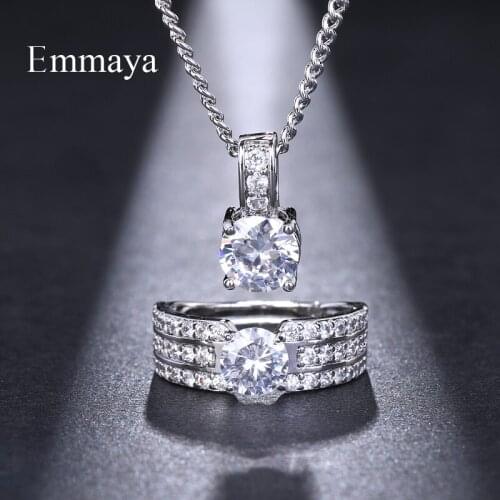 Emmaya Bridal Jewelry Sets Female Jewellery With Zircon Set of Earrings Pendant Necklaces Adjustable Ring Gift Party for Woman