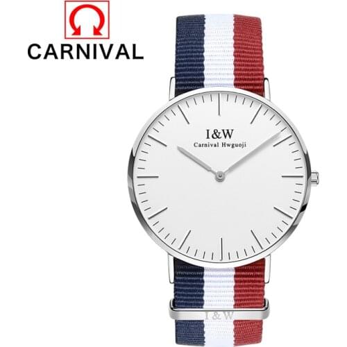2017 New Classic CARNIVAL Brand Nylon Strap Watches Women Ultra Silm Quartz Watch Wristwatch Fashion Casual Relogio Masculino