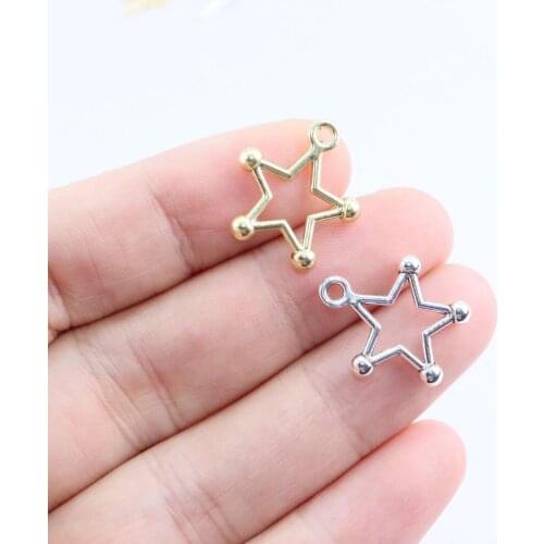 Eruifa 20pcs 16mm Star Gold/Silver Plated Bee Zinc Alloy Charms Pendant Jewelry DIY Necklace Bracelet Earrings 2 Colors