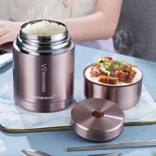 Work Portable Lunch Box Warmer Stainless Steel High Capacity Lunch Box Lids Soup Mug Caja Almacenamiento Food Container DG50LB