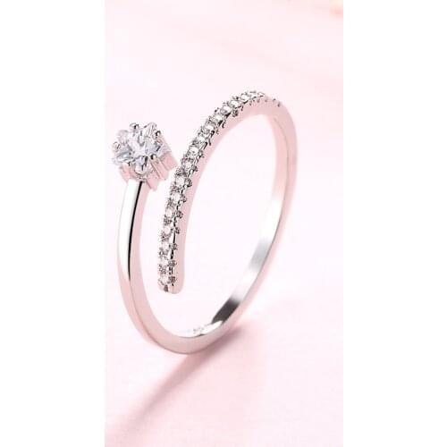 Spiral Wrap Twist Adjustable Ring Crystal Stone Cuff Rings For Women Open Girl Minimalist Jewelry Inspiration Birthday Gift