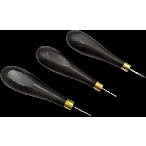 MIUSIE 1Pcs Rhombus Shape Stitching Awl Ebony Blackwood Handle Leather Craft Handmade Sewing Diamond Tools DIY Stitcher Taper