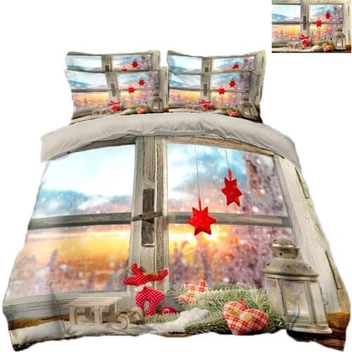 Xmas Bedding Set Twin Full Queen King Size Gift From Christmas Duvet Cover Pillow Cases 3D Bedclothes
