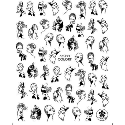 SUPER THIN SELF ADHESIVE 3D NAIL ART NAIL SLIDER STICKER GOLD SILVER BLACK WHITE RUSSIAN TEXT LOVE VALENTINE GIRL LADY CB223-226