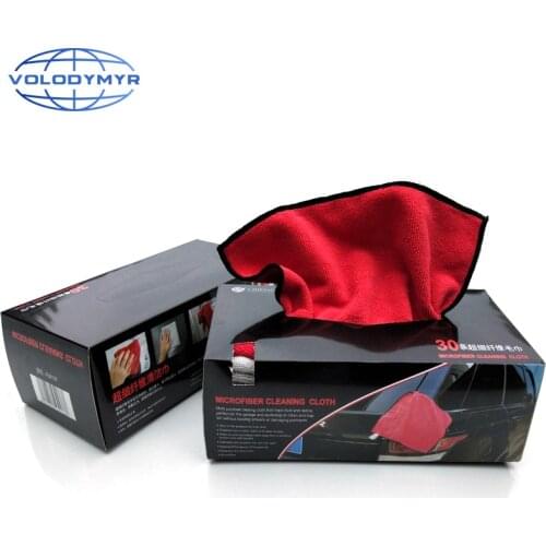 Volodymyr Microfiber Towel Detail Cloth 30pcs for Car Wash Detailing Carwash Auto Cleaning Towels Per Box Highly Absorbent