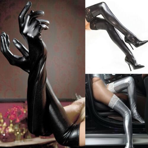 2019 New Adult Sexy Solid Color Long Latex Leather Gloves Women Clubwear Sexy Catsuit Cosplay UK
