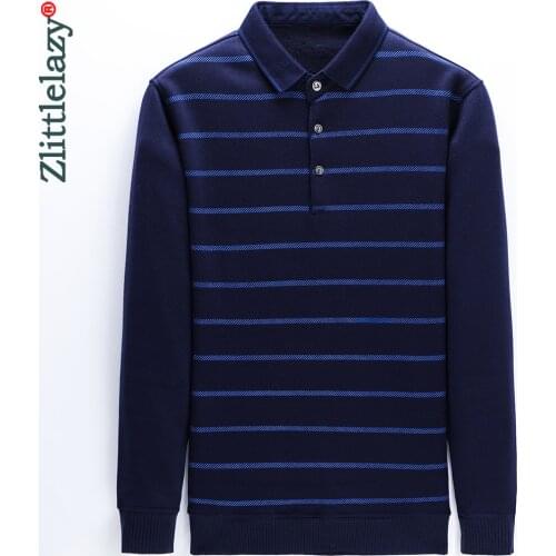 2020 winter thick polo tee shirt men casual striped mens clothing warm polos shirts mens fashion slim fit poloshirt tops 10307
