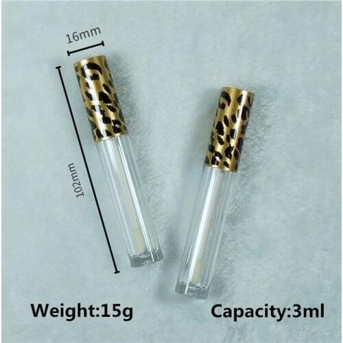 3ML Lip glaze tube with leopard print Lip Gloss Lip honey Liquid lipstick tube sample DIY Cosmetics package