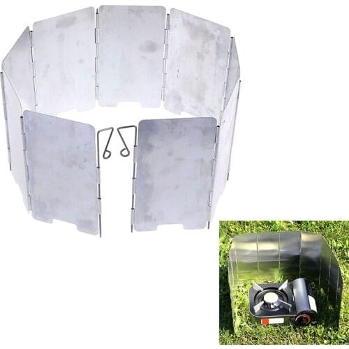 9 Plates Wind Shield Screens Foldable Outdoor Camping Cooking Cooker Gas Stove Windshield Wind Screen