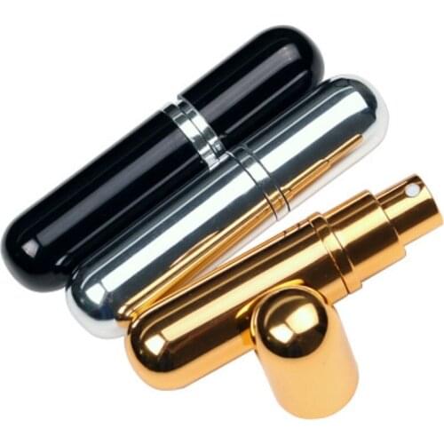 Aluminum Perfume Atomizer Bottle 10ml Round Head High Grade Refillable Bottle Tubular Cosmetic Containers Bottle Spray Pump Vial