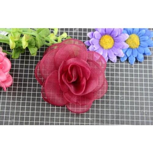 8CM Satin transparent mesh Fabric 3D Hair Flower Center For Baby Girls Hair Accessories Hand Craft DIY