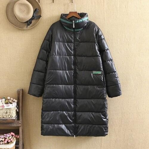 Plus Size Cotton Clothes For Women Long Sleeve Padded Jacket Hooded Plus Thicken Large Size Mid-Length Winter Coat For Fatwomen