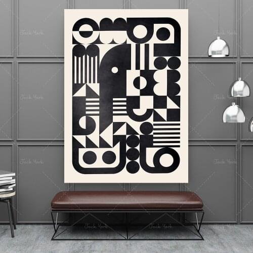 Large Bauhaus poster mid century modern, influenced art deco, monochrome print, digital download