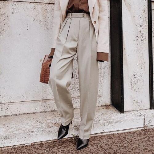 Spring Women Regular Fit Trouser Office Lady Pant Woman Straight High Waist Pants