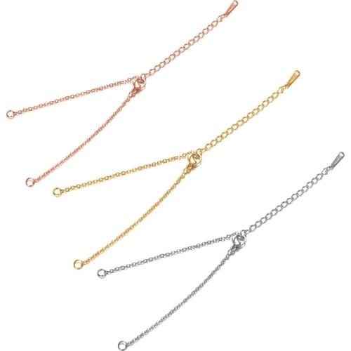 5pcs/lot Stainless Steel DIY Two-loop Chain Bracelet Extender Chains For Handmade Jewelry Making Accessories