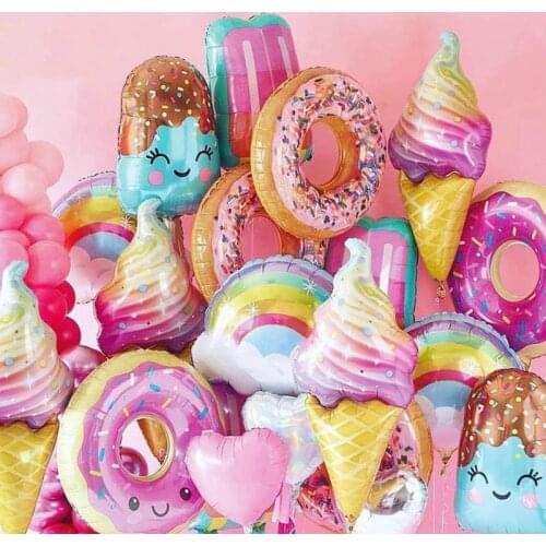 32Inch Donut Digital Foil Balloon Fruit Ice Cream Helium Balloon Birthday Party Decoration Kids Toy Sweet Digital Balloon Shower