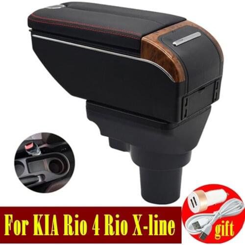 For 2017 KIA Rio 4 Rio X-line armrest box Double doors open 7USB Centre Console Storage Box Arm Rest