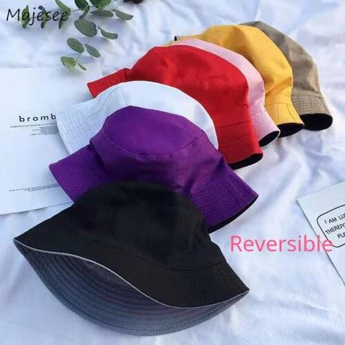 Reversible Bucket Hats Women Cotton Basic Design Simple Unisex All-match Sun Shape Fishman Hat Fashion Popular Casual Outdoors
