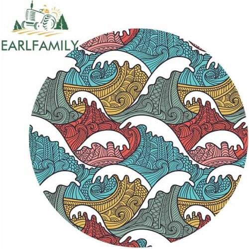 EARLFAMILY 13cm x 12.9cm For Wave Japan Fine Decal Car Door Protector Sticker Occlusion Scratch For SUV JDM VAN Sunscreen